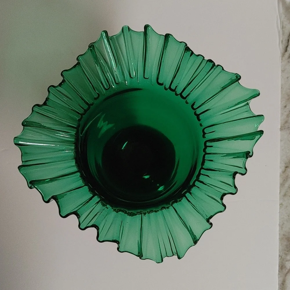 Blenko Emerald Green Art Glass Vase MCM